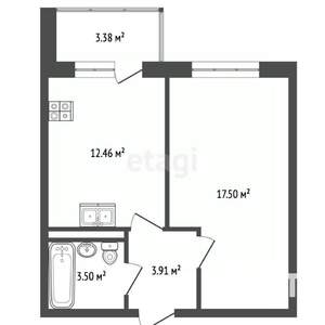 1-к квартира, вторичка, 41м2, 10/11 этаж
