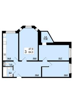 3-к квартира, вторичка, 84м2, 3/10 этаж
