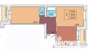 2-к квартира, строящийся дом, 65м2, 2/5 этаж