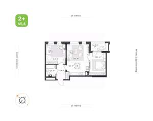 2-к квартира, строящийся дом, 65м2, 6/18 этаж
