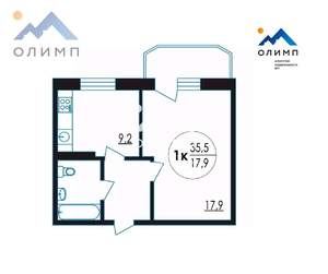 1-к квартира, вторичка, 36м2, 1/10 этаж