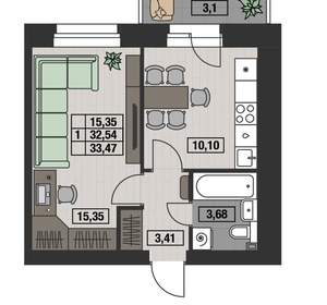 1-к квартира, вторичка, 33м2, 5/8 этаж