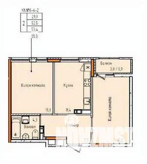 2-к квартира, строящийся дом, 53м2, 9/18 этаж