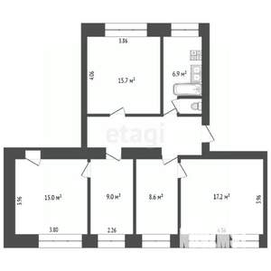 5-к квартира, вторичка, 83м2, 2/4 этаж
