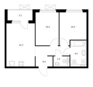 2-к квартира, вторичка, 50м2, 16/17 этаж