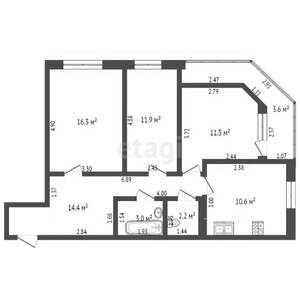 3-к квартира, вторичка, 74м2, 14/18 этаж