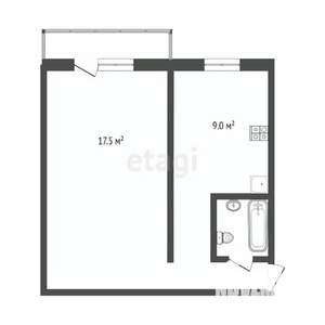 1-к квартира, вторичка, 30м2, 3/5 этаж