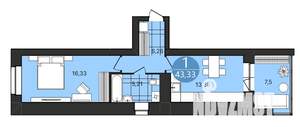 1-к квартира, вторичка, 43м2, 1/4 этаж