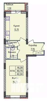 1-к квартира, вторичка, 42м2, 8/16 этаж