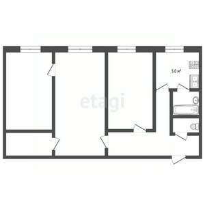 3-к квартира, вторичка, 54м2, 1/4 этаж