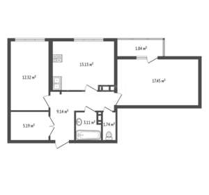 2-к квартира, вторичка, 64м2, 3/10 этаж