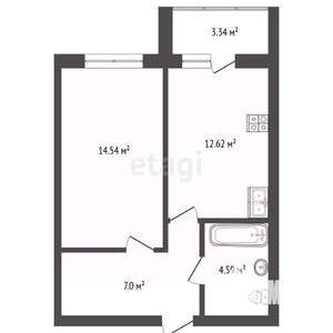 1-к квартира, вторичка, 38м2, 4/5 этаж