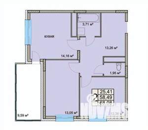 2-к квартира, вторичка, 68м2, 3/18 этаж