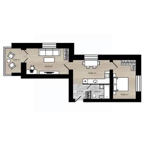 2-к квартира, строящийся дом, 53м2, 7/9 этаж