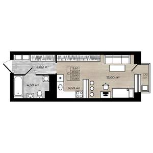 Студия квартира, вторичка, 30м2, 11/18 этаж
