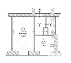 1-к квартира, вторичка, 36м2, 1/5 этаж