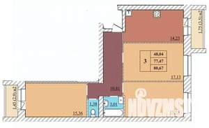 3-к квартира, строящийся дом, 80м2, 1/5 этаж