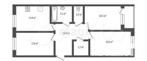 3-к квартира, вторичка, 86м2, 5/6 этаж