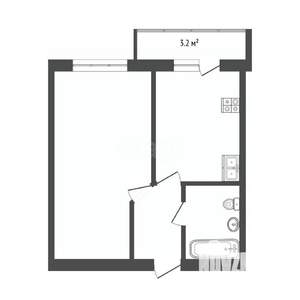 1-к квартира, вторичка, 38м2, 3/4 этаж