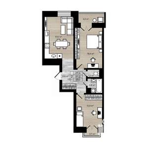 2-к квартира, вторичка, 59м2, 12/12 этаж