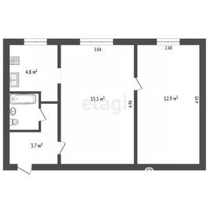 2-к квартира, вторичка, 38м2, 3/3 этаж