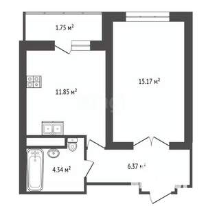 1-к квартира, вторичка, 35м2, 4/10 этаж