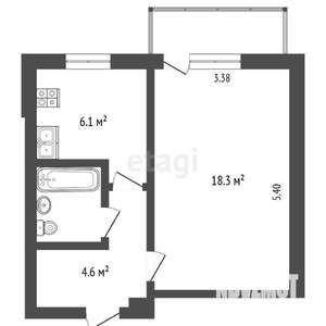 1-к квартира, вторичка, 32м2, 1/5 этаж