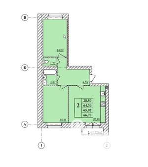 2-к квартира, вторичка, 67м2, 2/3 этаж