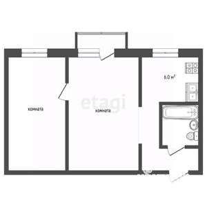 2-к квартира, вторичка, 44м2, 5/5 этаж
