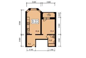 1-к квартира, вторичка, 48м2, 7/10 этаж