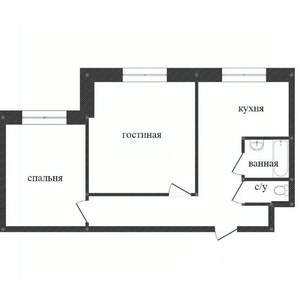 2-к квартира, вторичка, 44м2, 1/5 этаж