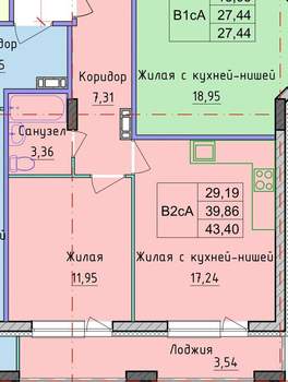 1-к квартира, вторичка, 43м2, 7/10 этаж