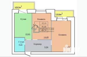 2-к квартира, вторичка, 61м2, 10/12 этаж
