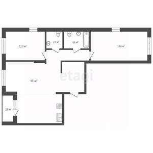 3-к квартира, вторичка, 86м2, 17/17 этаж