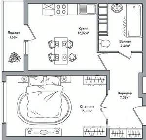 1-к квартира, вторичка, 41м2, 7/10 этаж