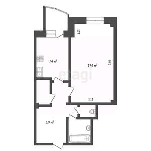 1-к квартира, вторичка, 40м2, 12/14 этаж