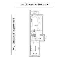 1-к квартира, строящийся дом, 45м2, 1/5 этаж