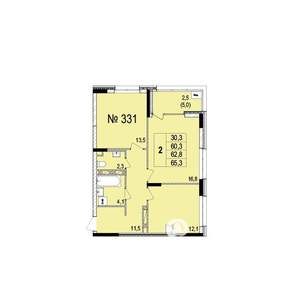 2-к квартира, строящийся дом, 63м2, 18/18 этаж