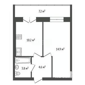 1-к квартира, вторичка, 36м2, 3/10 этаж