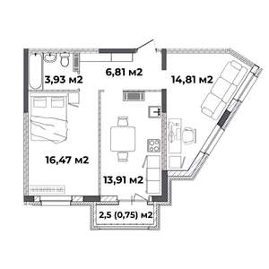 2-к квартира, строящийся дом, 57м2, 10/18 этаж