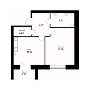 1-к квартира, вторичка, 48м2, 2/5 этаж