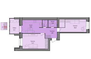 2-к квартира, строящийся дом, 58м2, 8/9 этаж