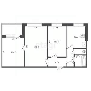 3-к квартира, вторичка, 56м2, 5/9 этаж