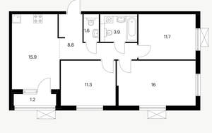 3-к квартира, вторичка, 71м2, 15/17 этаж