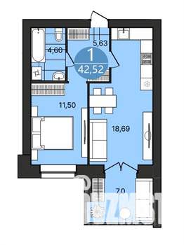 1-к квартира, вторичка, 43м2, 3/4 этаж