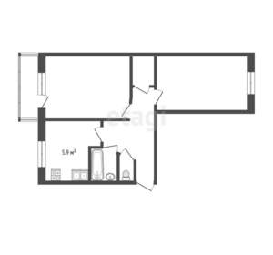 2-к квартира, вторичка, 44м2, 4/5 этаж