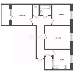 3-к квартира, вторичка, 64м2, 1/9 этаж