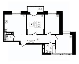 3-к квартира, вторичка, 79м2, 12/12 этаж