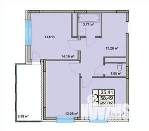 2-к квартира, вторичка, 68м2, 6/18 этаж