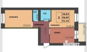 2-к квартира, вторичка, 51м2, 7/9 этаж